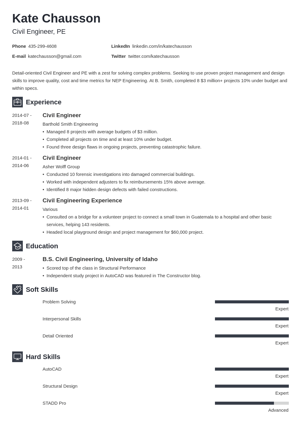 civil engineering resume example template newcast