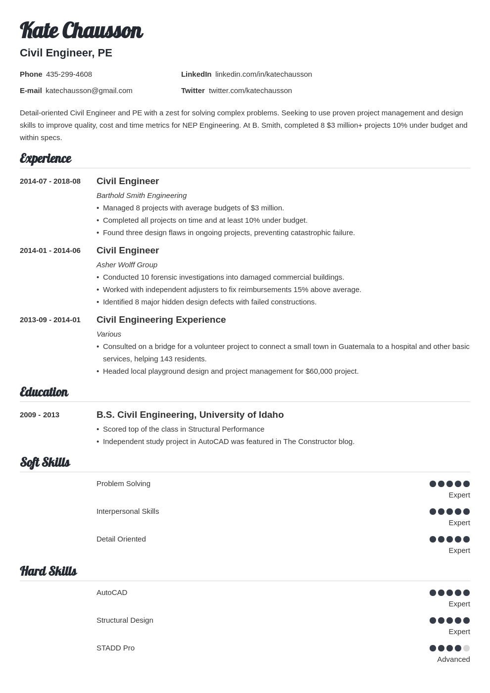 Civil Engineer Resume: Examples & Writing Guide (+Template)