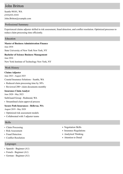 sample resume example