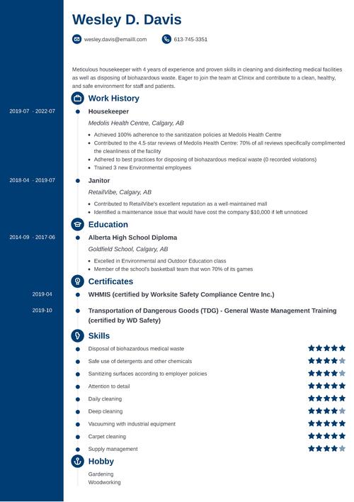 cleaning resume example