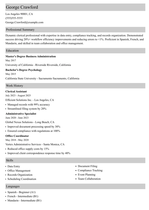 sample resume example
