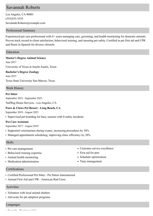 sample resume example
