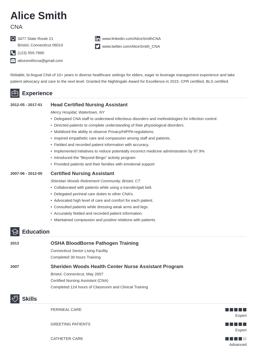 nurse assistant job description for resume