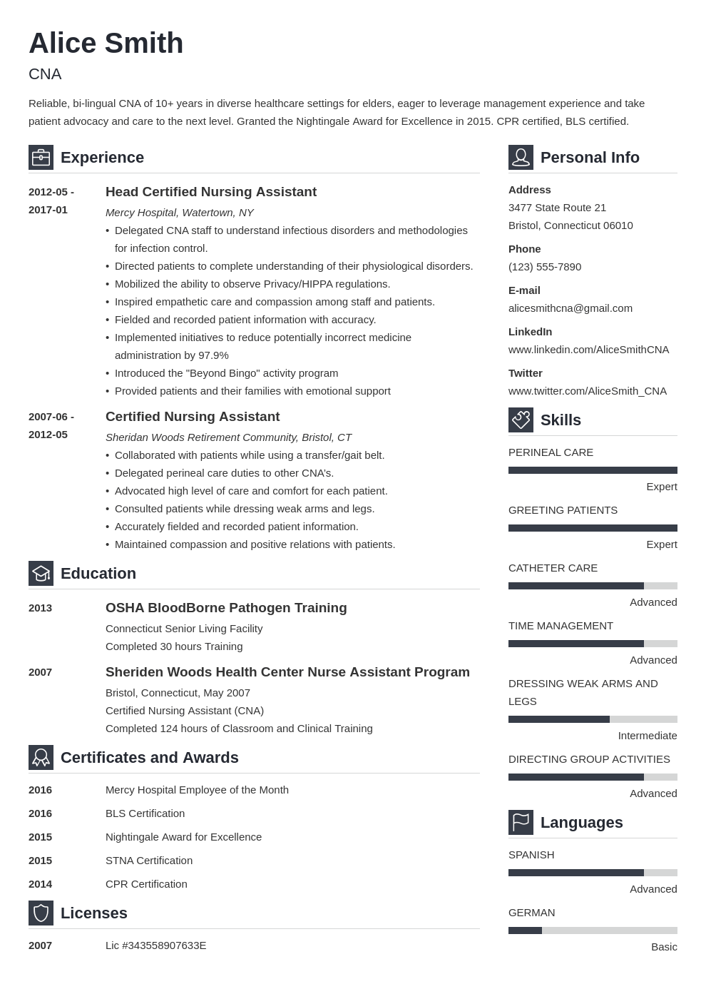 cna resume example template vibes