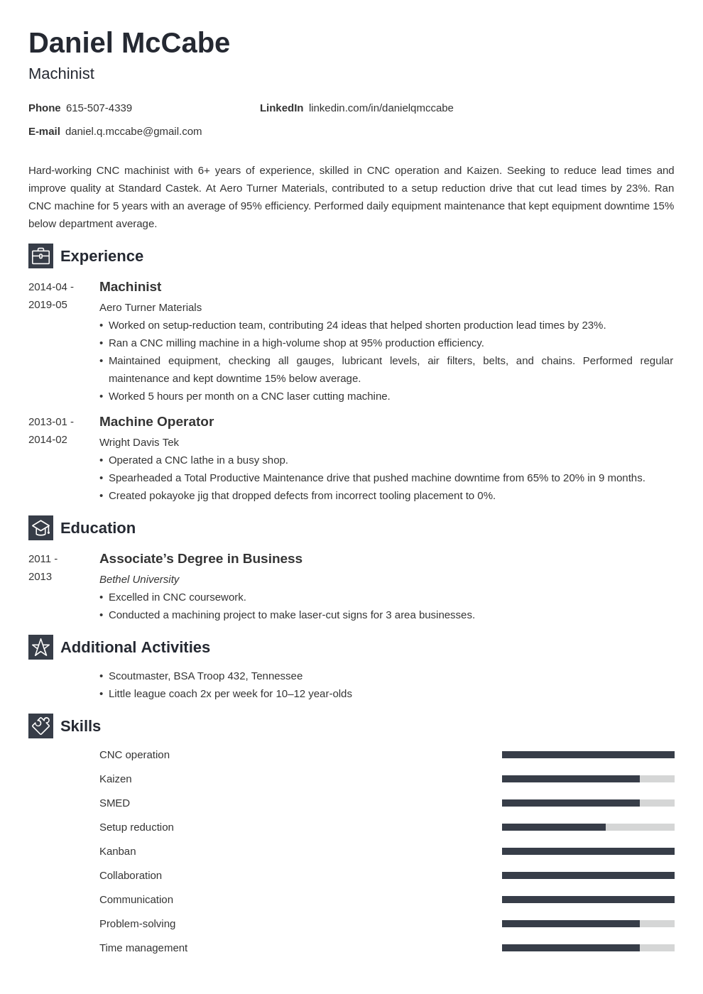 cnc machinist resume example template newcast