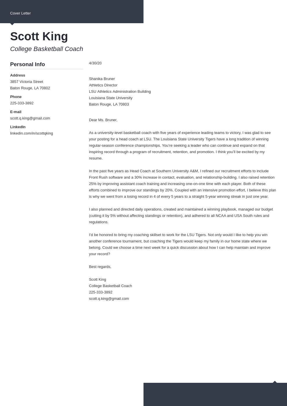 Coaching Cover Letter Examples Guide For A Coach Position   Coaching Cover Letter Example Template Modern 