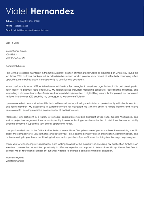 sample cover letter example