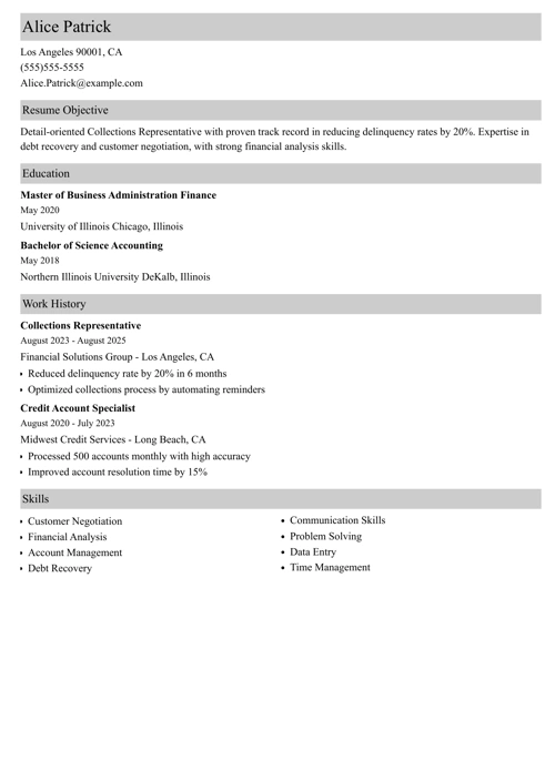 sample resume example