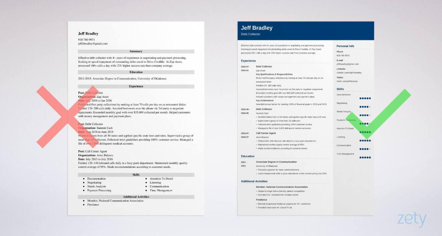 collector resume templates