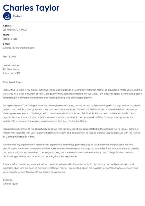 sample cover letter example