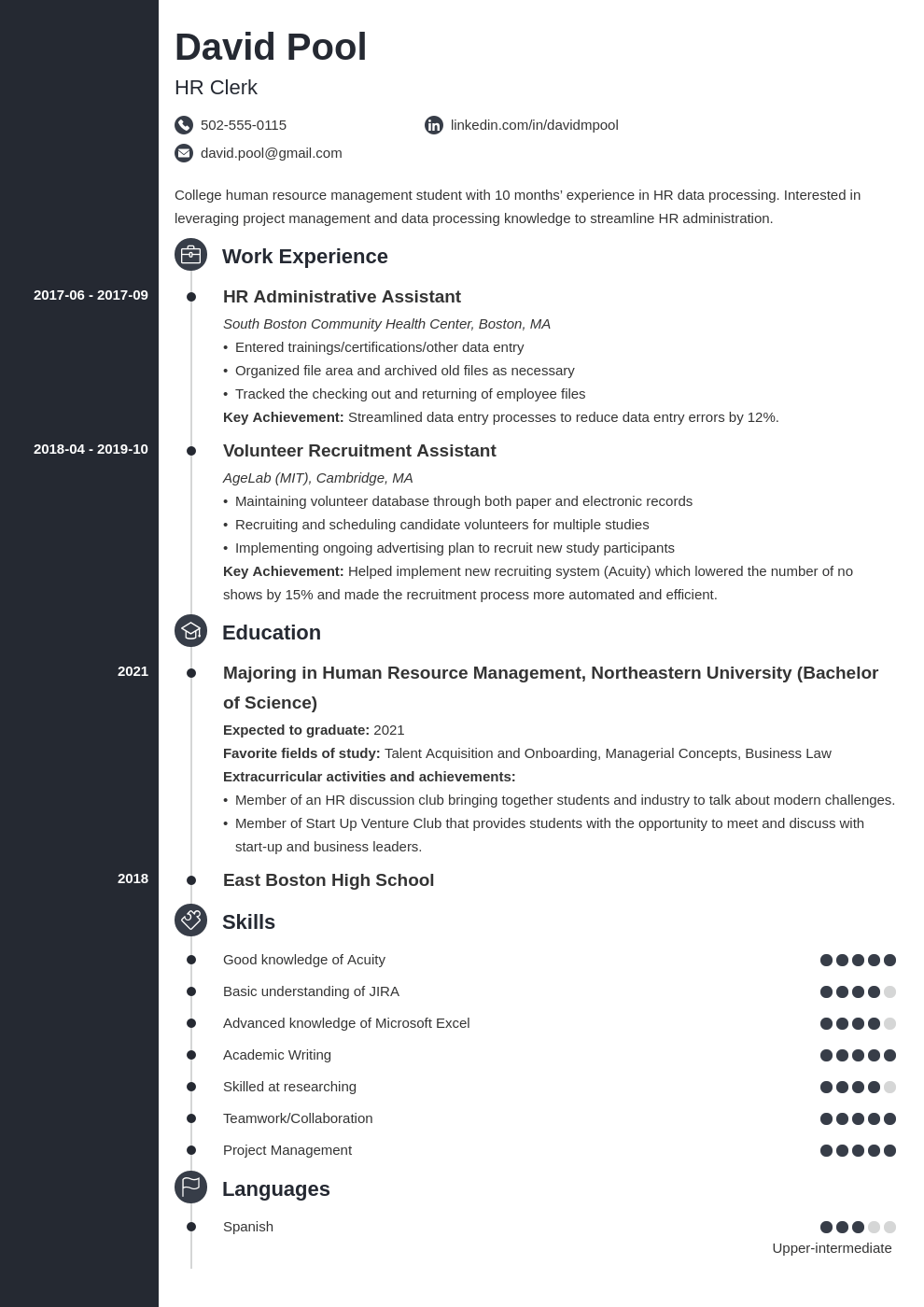 college resume templates