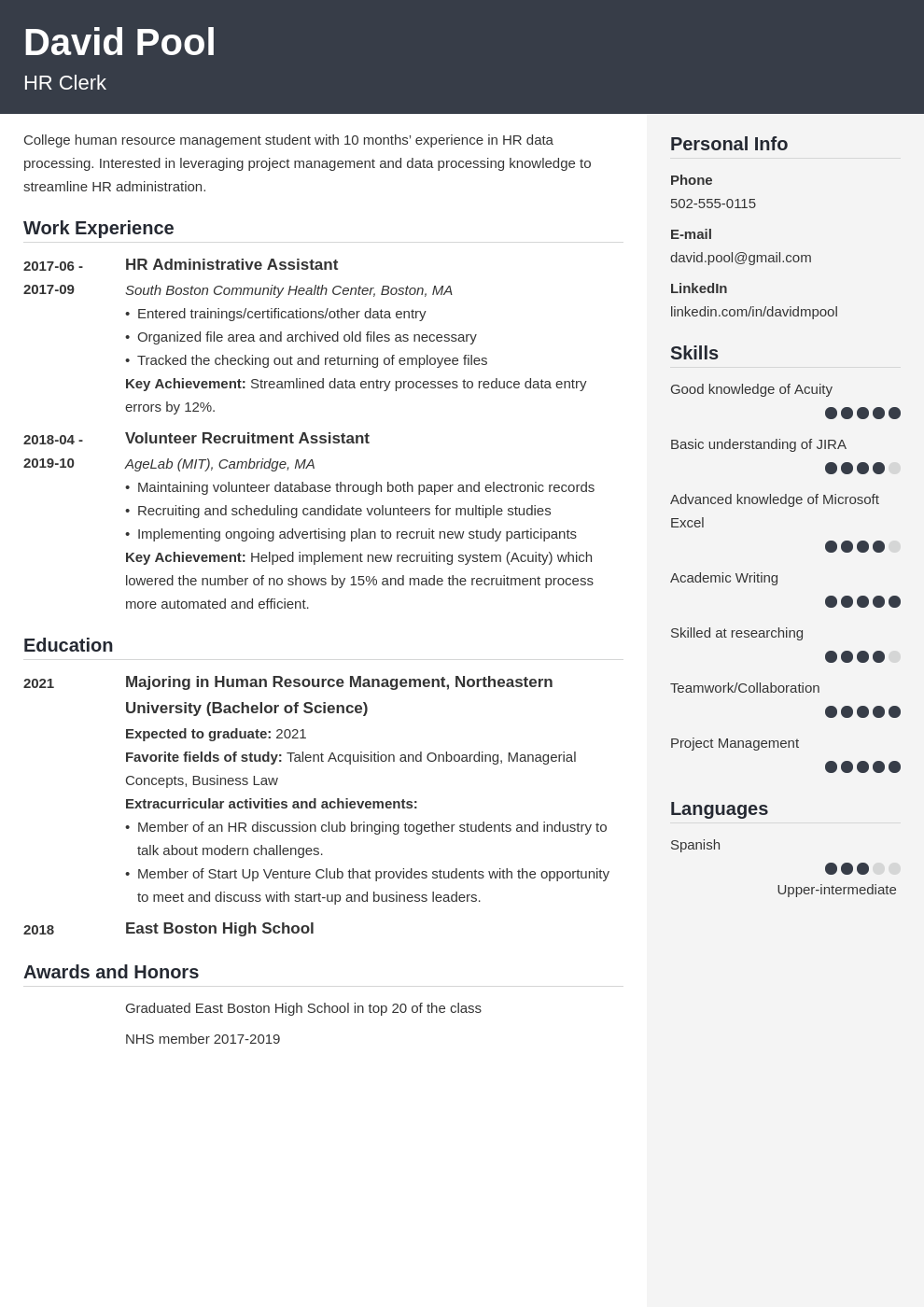 resume template for college freshman