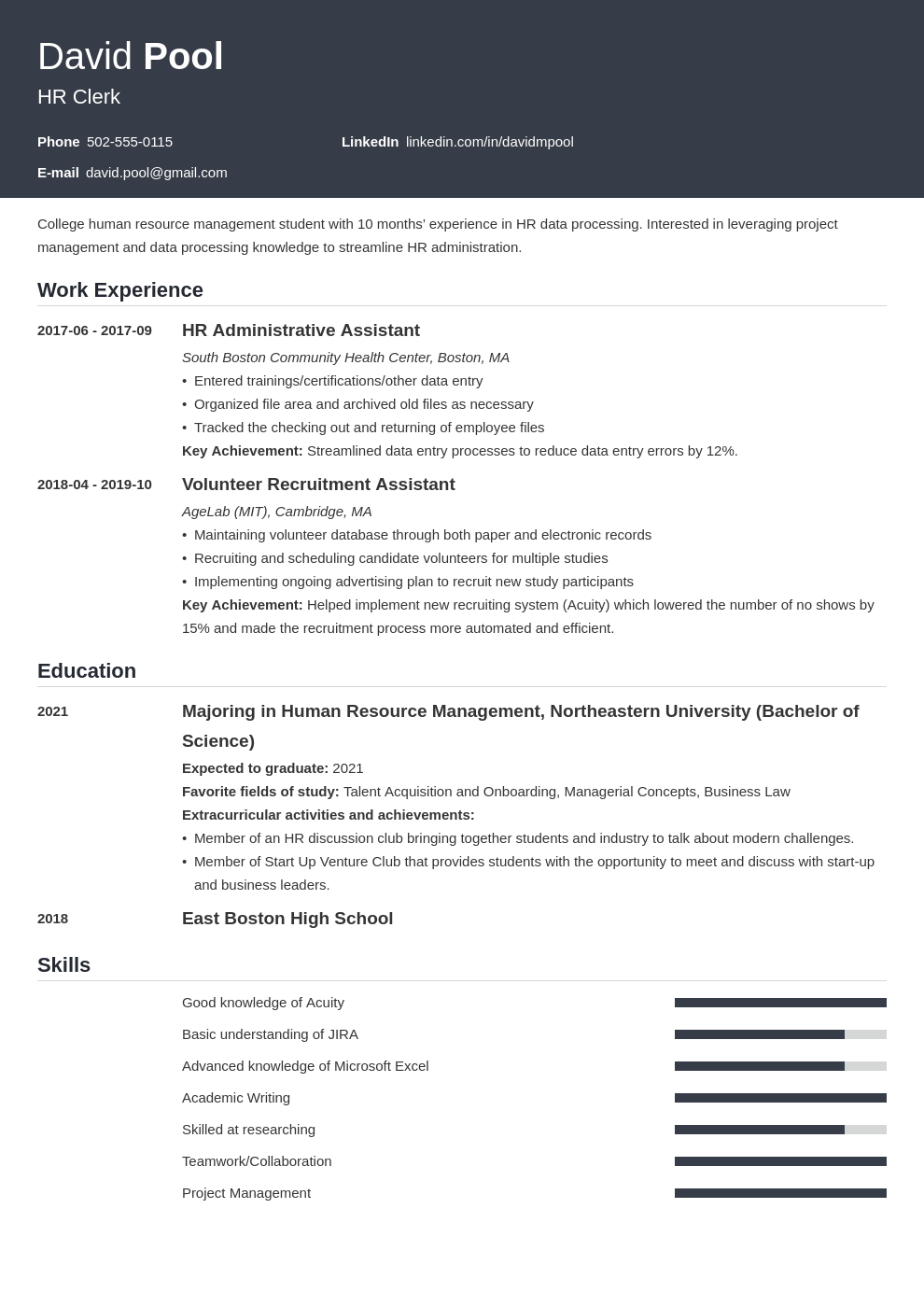 College Freshman Resume Example & Writing Guide