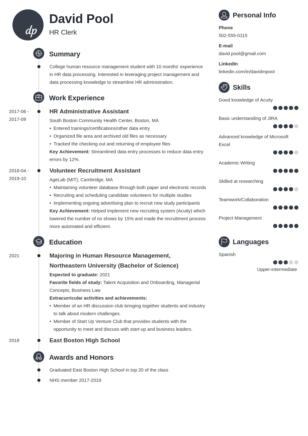 College Freshman Resume Template
