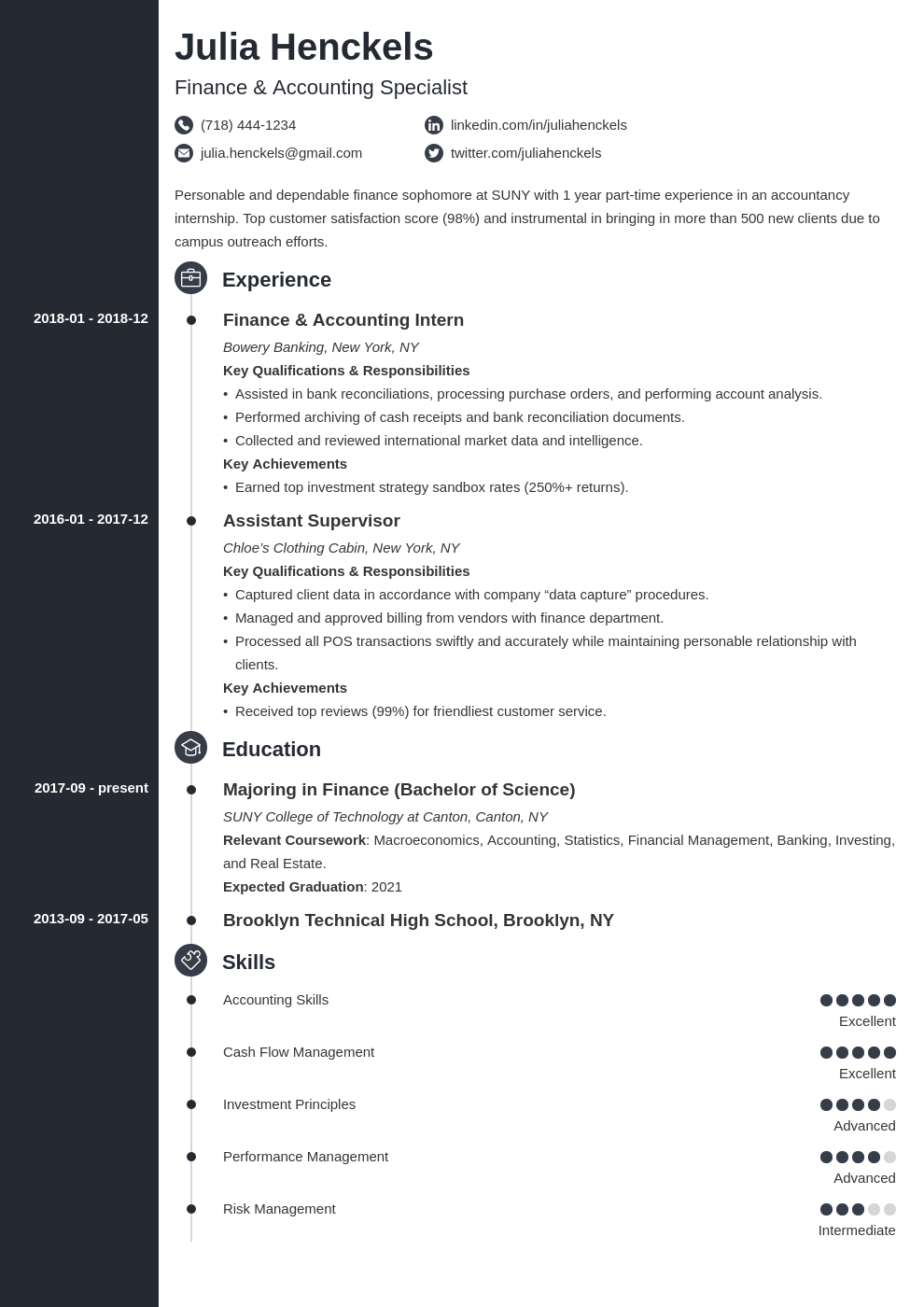 college student resume example template concept