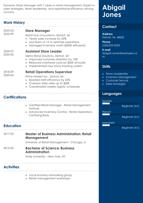 sample resume example