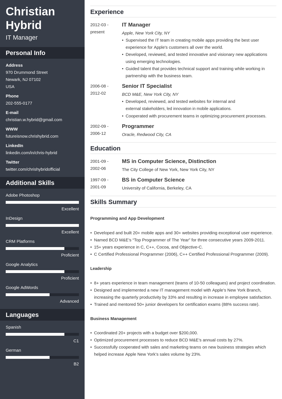 Combination Resume (Template 5  Combo Examples)