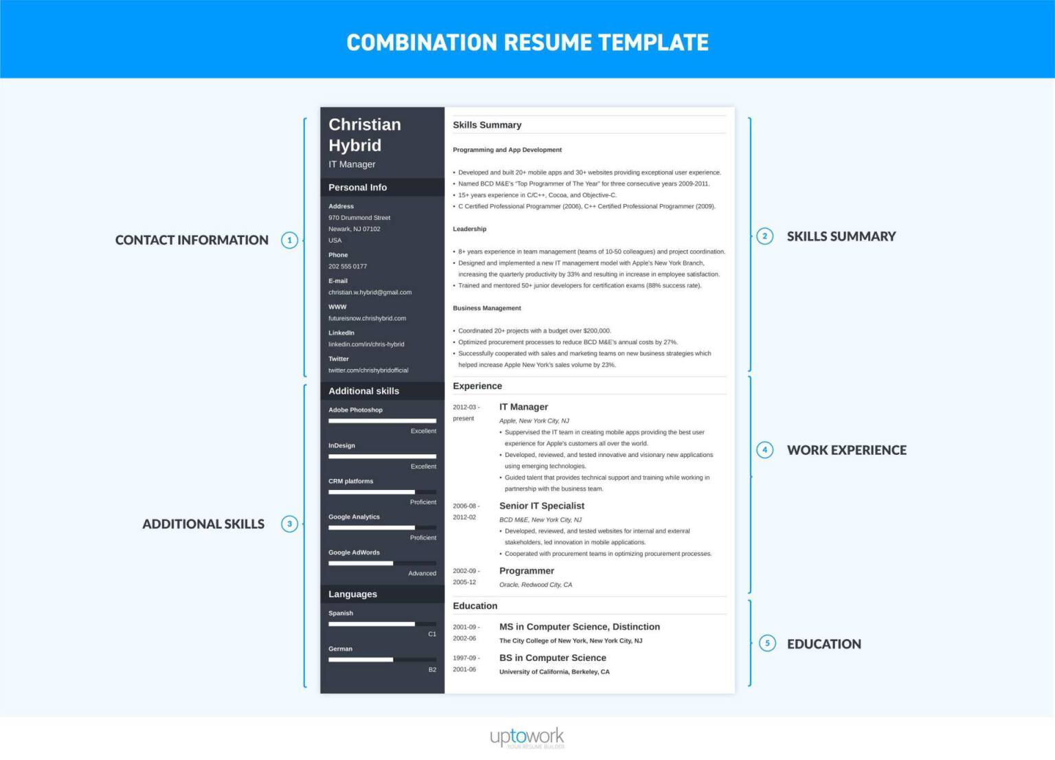 combination resume template infographic