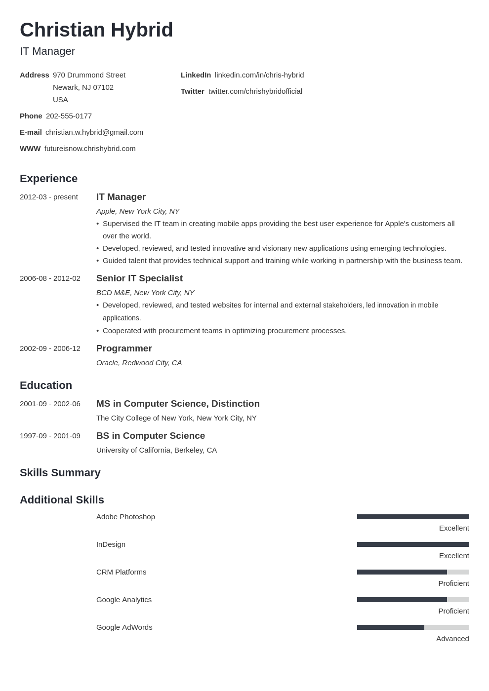 Combination Resume (Template & 20+ Combo Examples) With Combination Resume Template Word