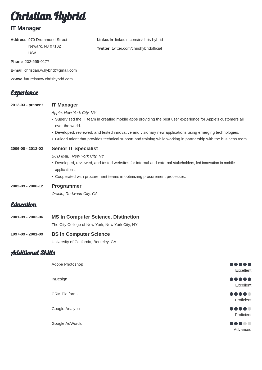 Combination resume examples