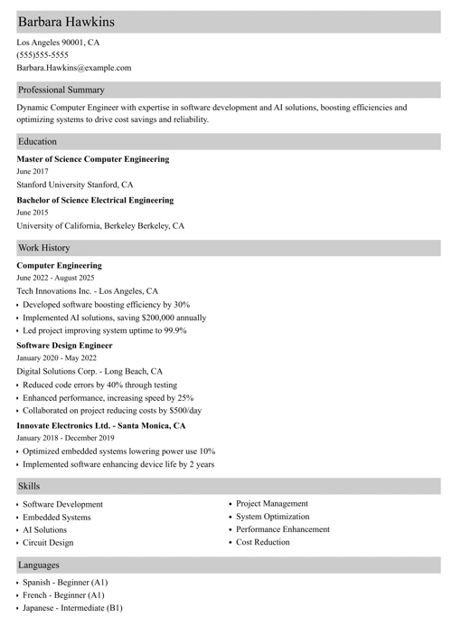 sample resume example
