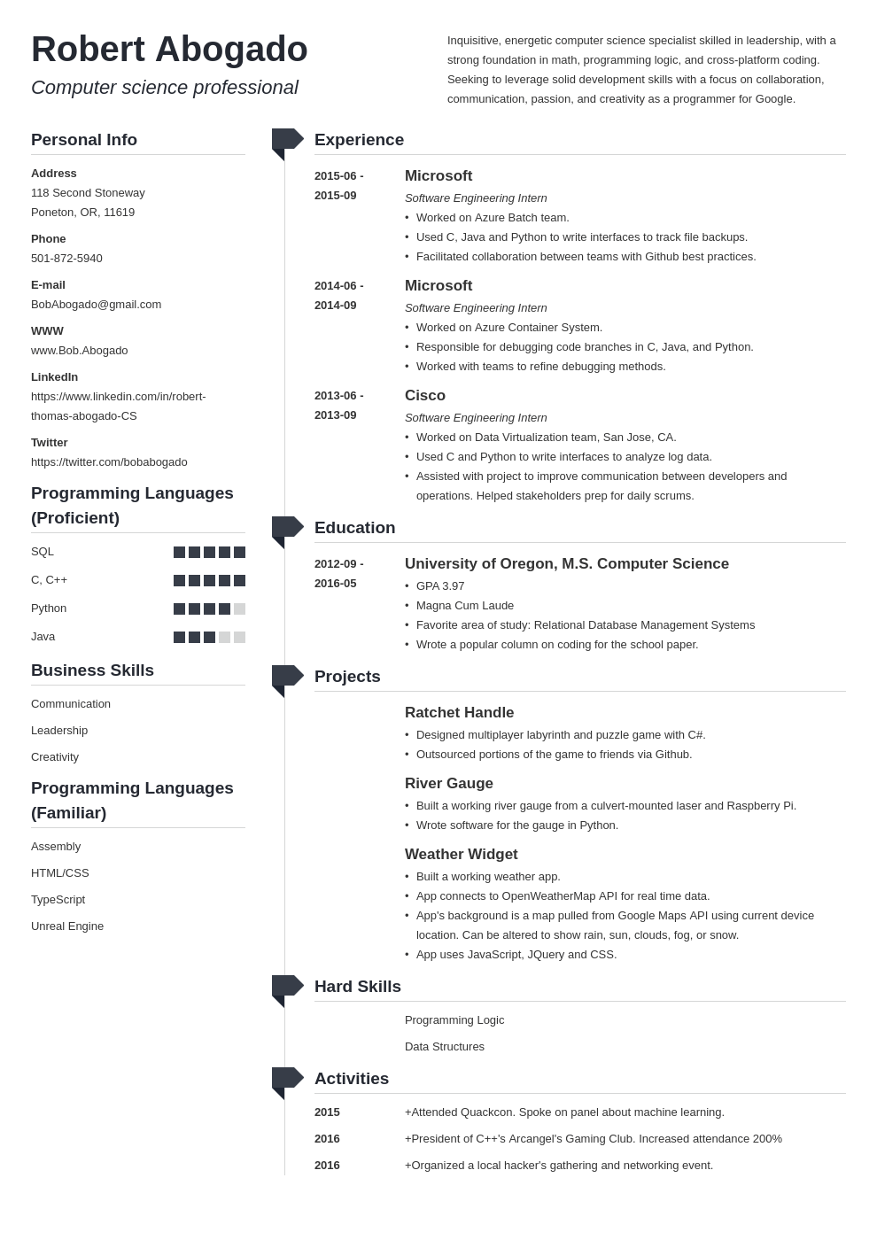 computer science resume template muse
