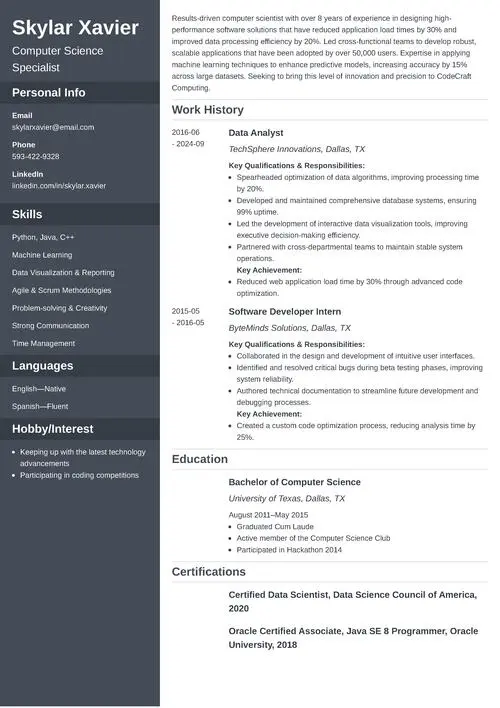 Computer Science Resume Template