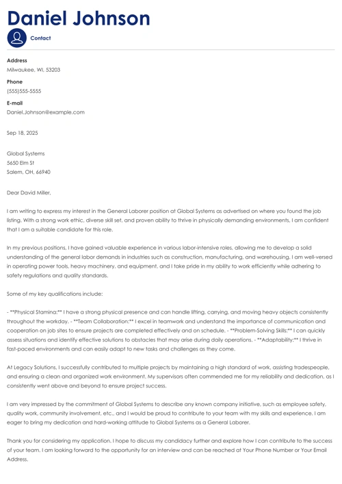 sample cover letter example