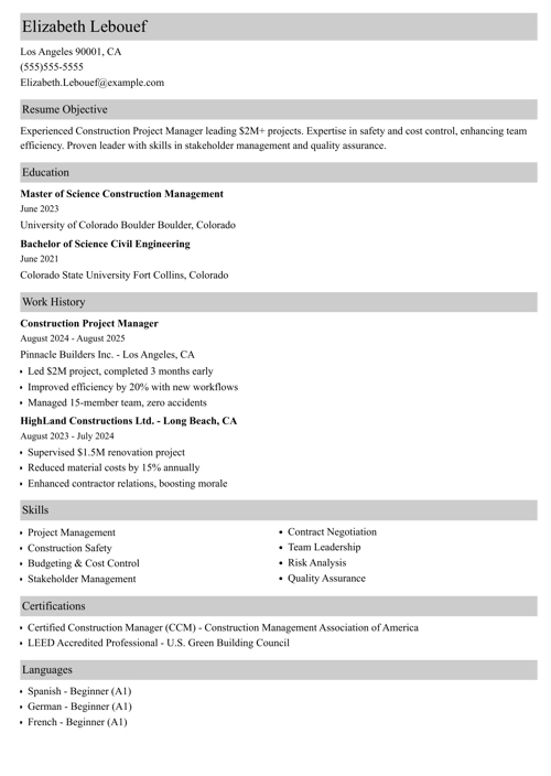 sample resume example