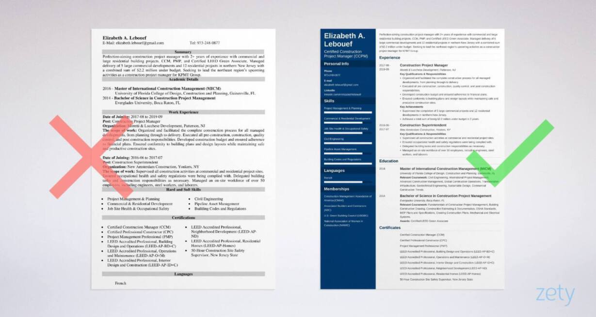 Construction Project Manager Resume Examples & Guide