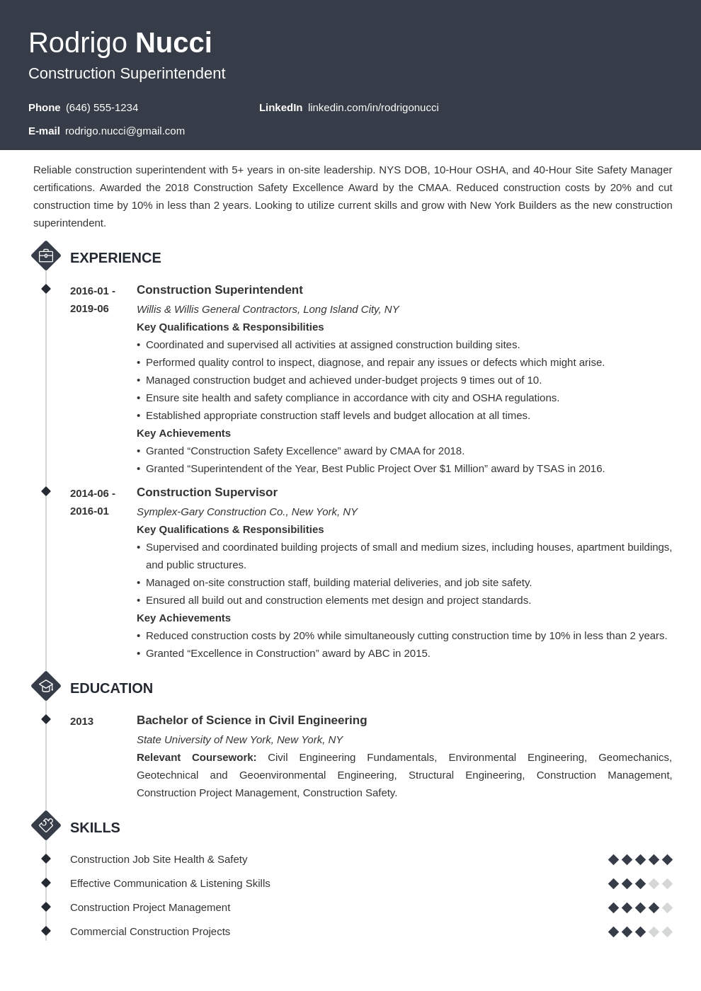 Construction Superintendent Resume Examples Template