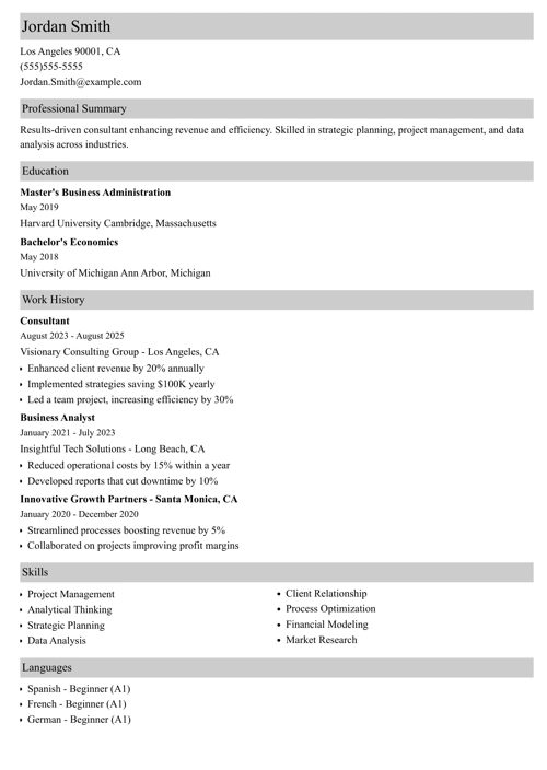 Consulting Resume Template