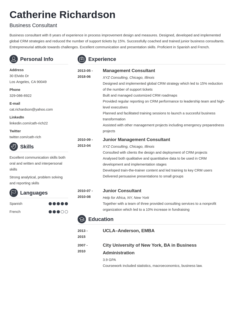 consultant resume example template crisp
