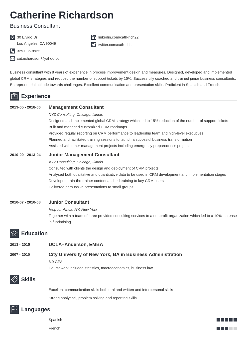 Client Advisor Resume Sample