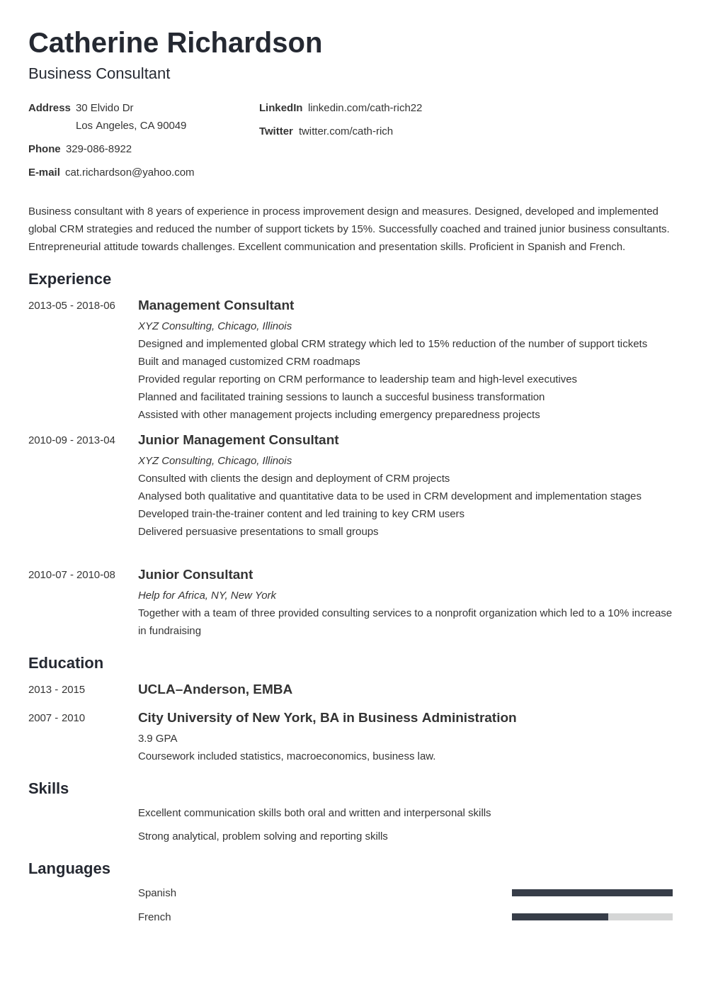 Consulting Resume Examples for a Consultant in Any Industry