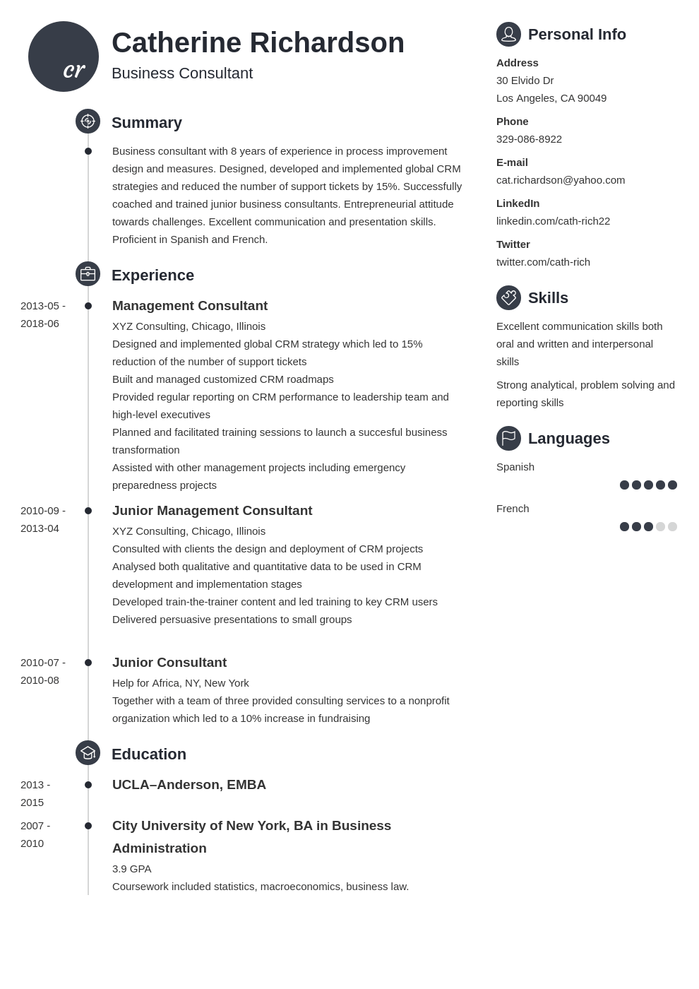 consultant resume example template primo