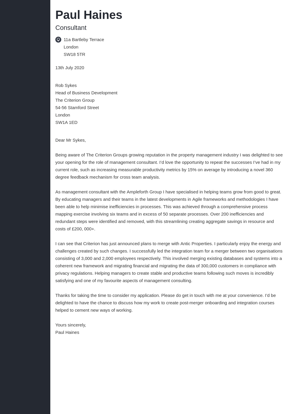 Consulting Cover Letter Example Writing Tips For 2023