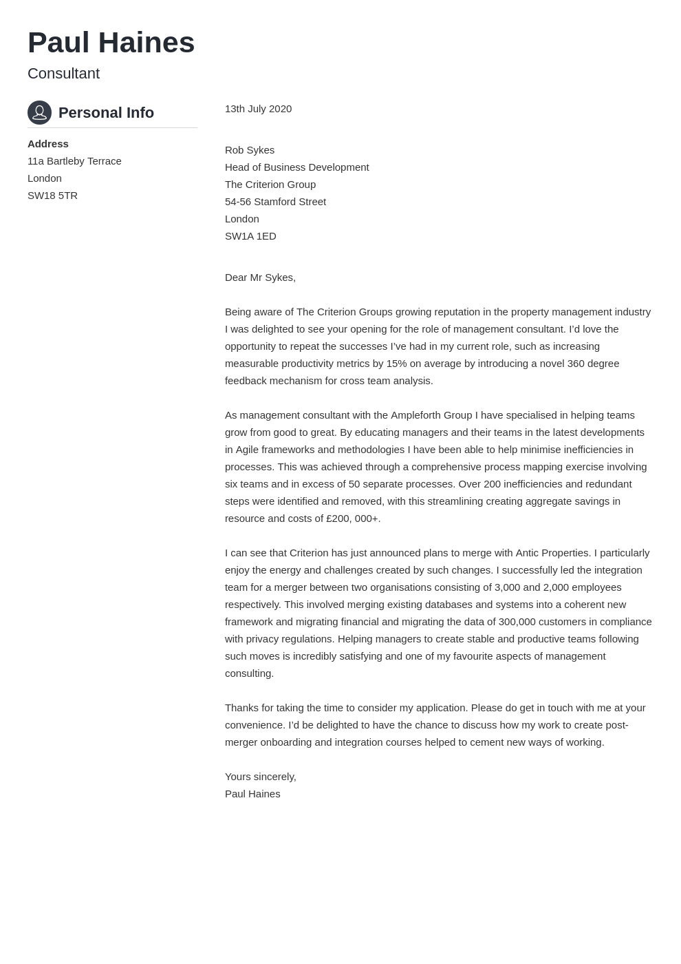 motivation letter for consulting