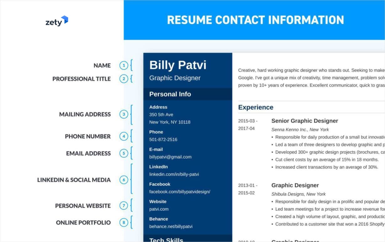 resume contact information