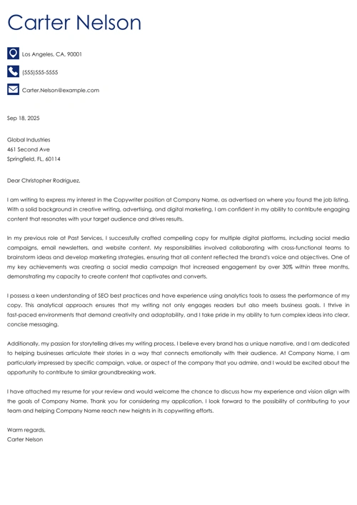 sample cover letter example