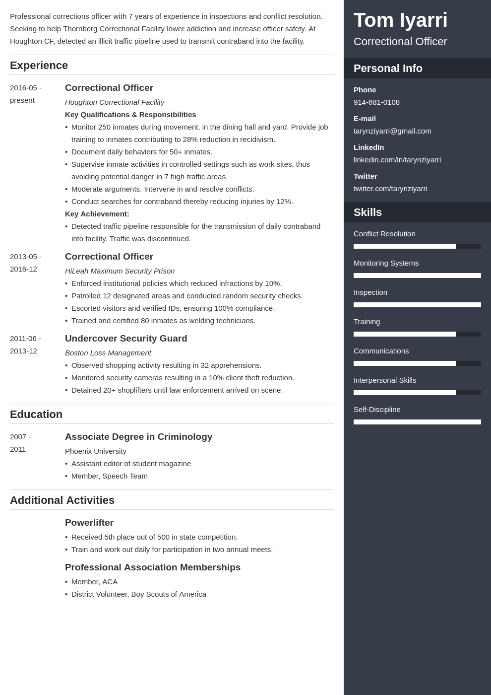 correctional officer resume example template enfold