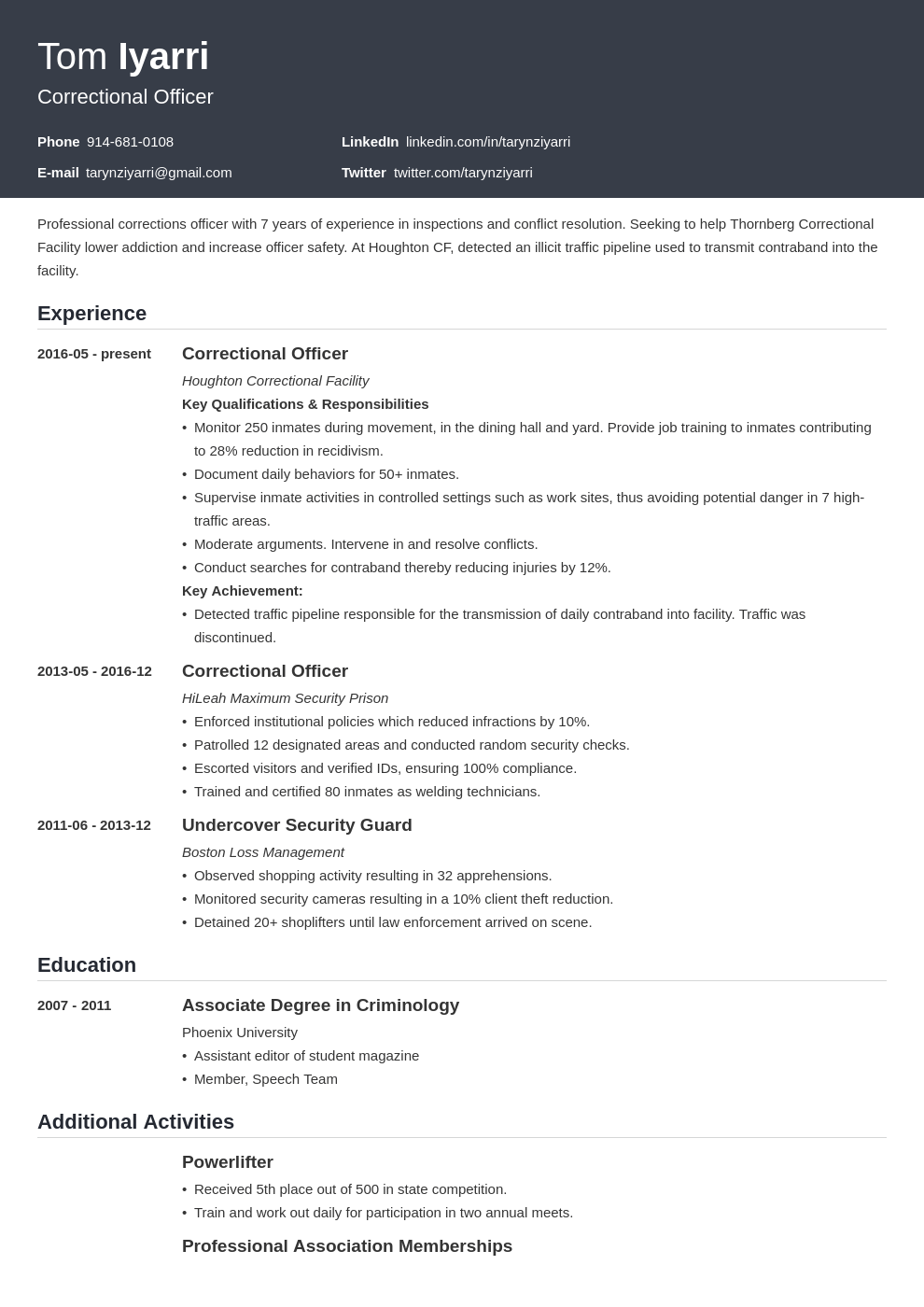 correctional officer resume example template influx