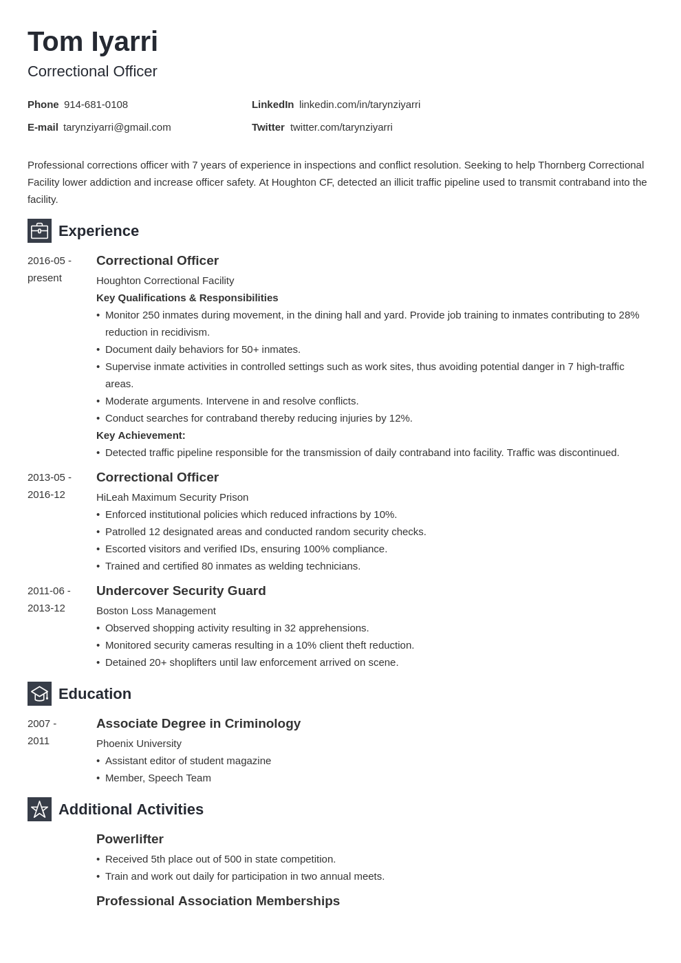 correctional officer resume example template newcast