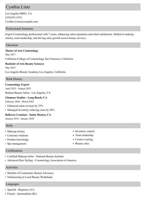 sample resume example