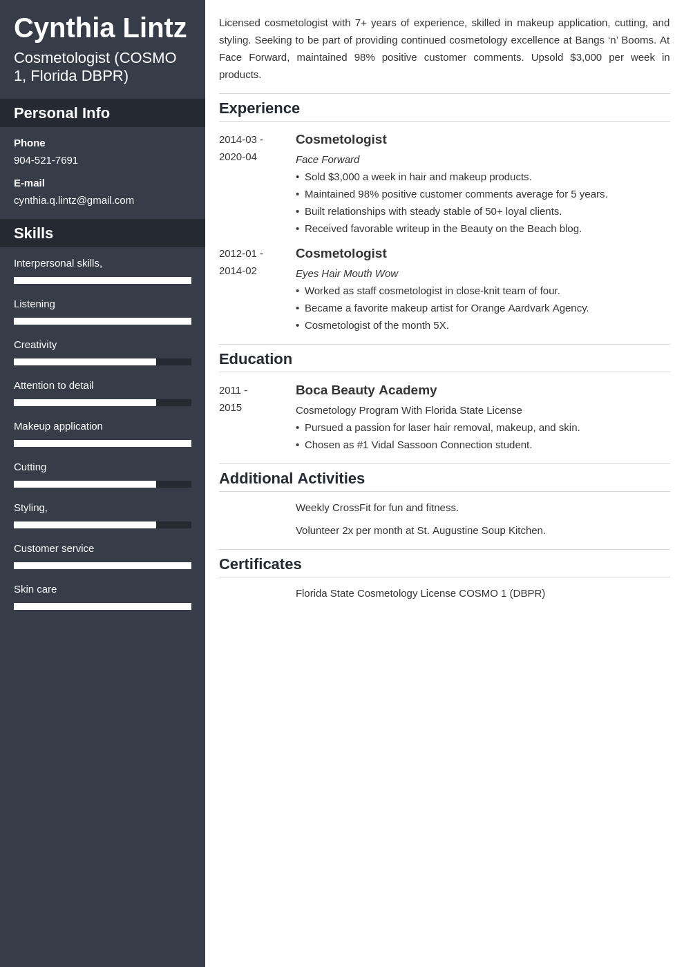 cosmetology resume example template cascade