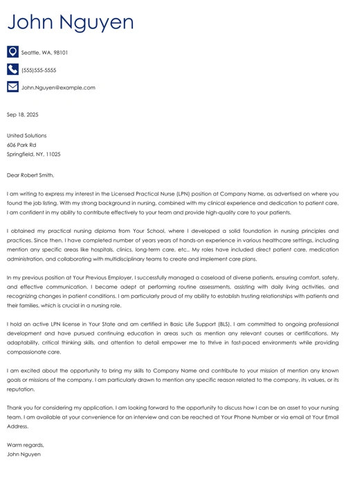 sample cover letter example