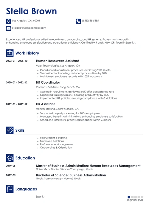 hr assistant cover letter example