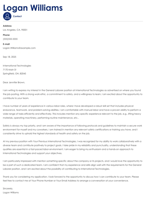 sample cover letter example