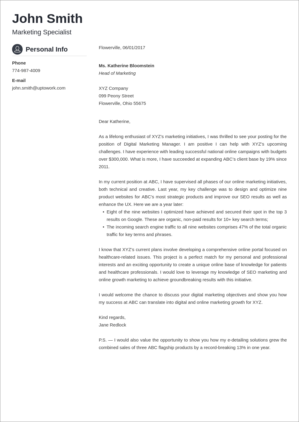 Professional Cover Letter Design Examples + Expert Tips