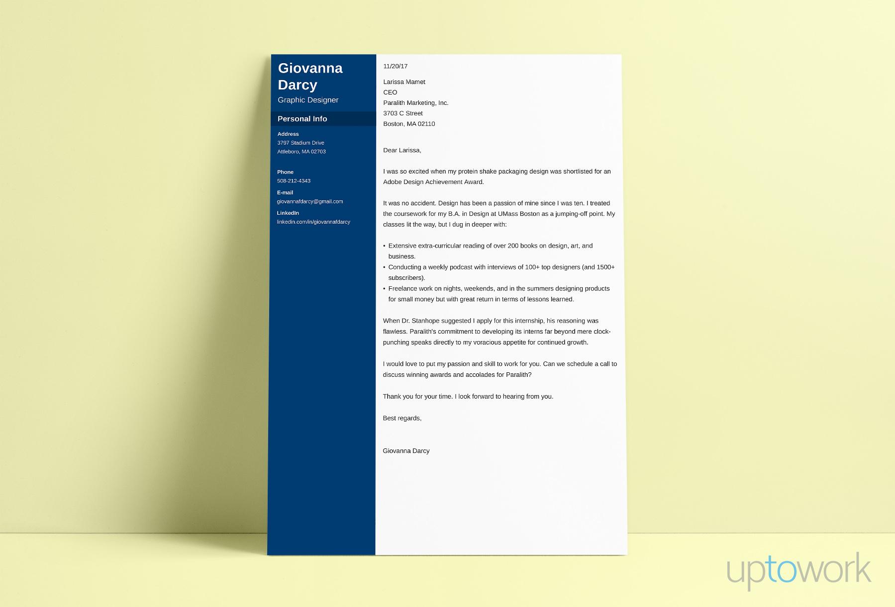 Cover Letter For An Internship Examples Tips For All Interns